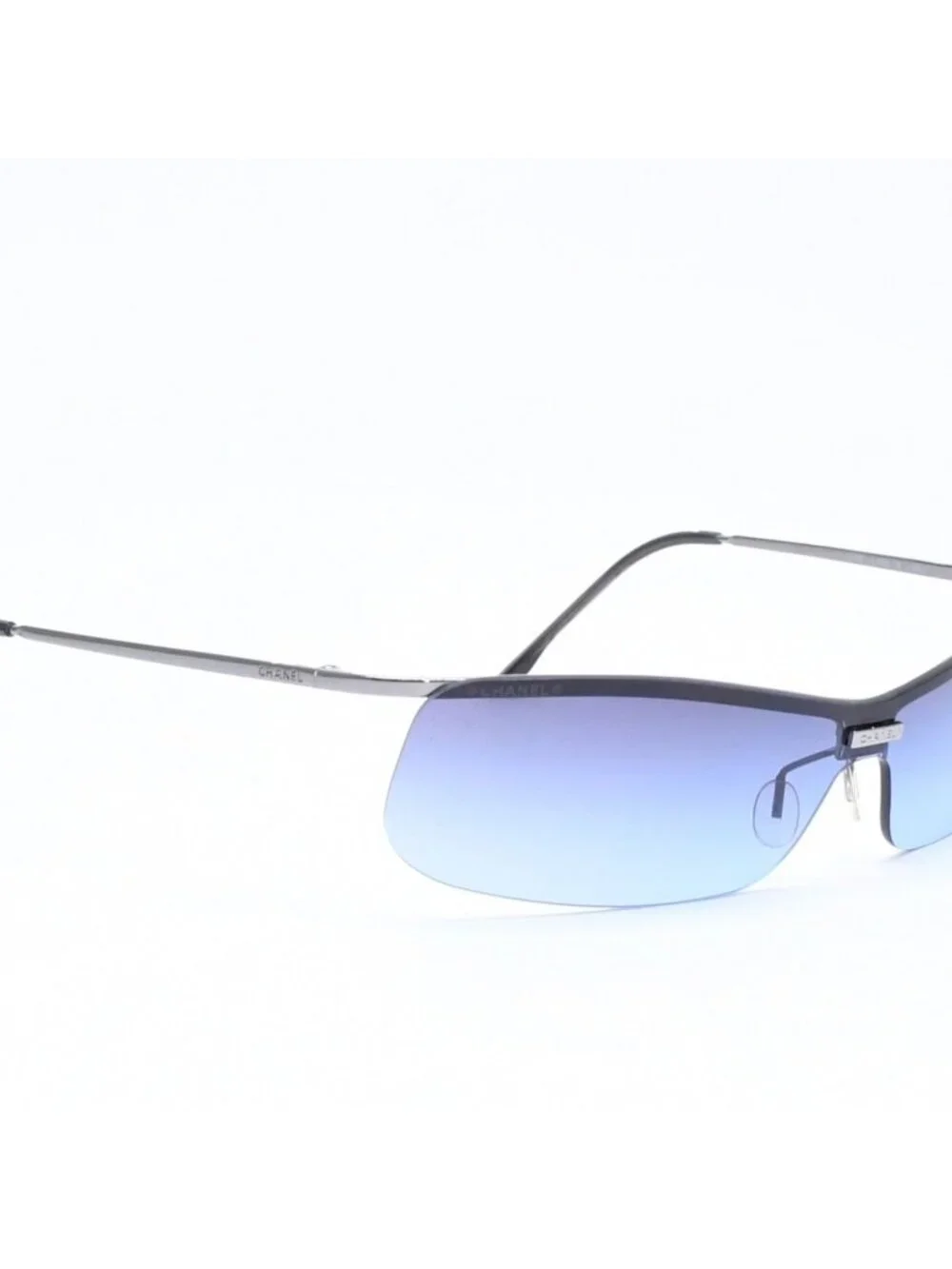Chanel Half Rim Sunglasses Eyewear Blue Lens
